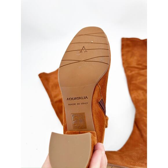 Aquatalia Barbera Rust Brown Suede Heeled Over The Knee Boots Size 6 - Picture 6 of 6